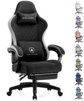 Ergonomic Gaming Chair With Pocket Spring Cushion, Linkage Armrests, And Footrest, High Back Support, Lumbar Pad, Breathable Fabric