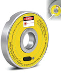 Radial arm saw laser guide, front view; round metal housing with yellow warning dial for 5/8 arbor