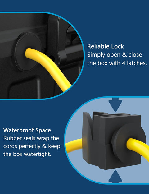 Outdoor Weatherproof Electrical Box With 3 Way Cord Connection Cover And Six Entry Ports with reliable lock and waterproof seal