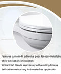 Close-up of Toilet Seat Bumper Kit With Rubber Adhesive Pads For Cushioning And Protection, shown on white toilet seat.