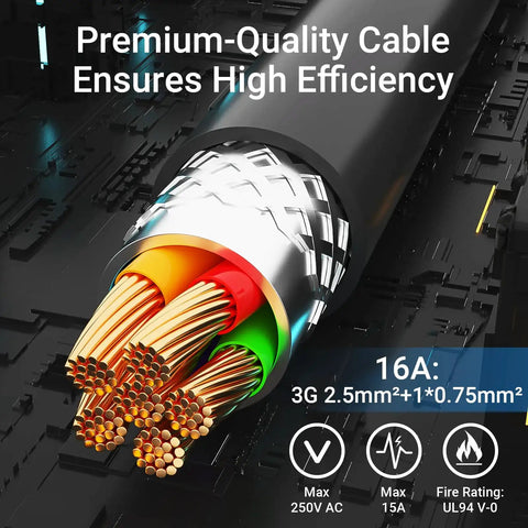 Road Ready Type One J1772 V2L Adapter For Hyundai Kia Genesis EVs With Sixteen Foot Cord Plug And Play On Us Outlets Or Usb Ports, close-up of premium-quality cable with copper strands.