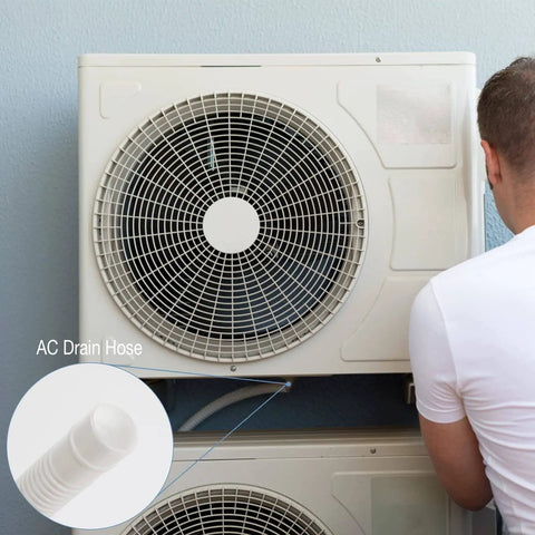 5 Ft Air Conditioner Drain Hose Kit Flexible Durable Tubing For Condensate Drainage visible near AC unit installation