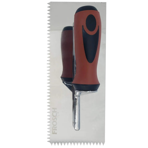 Stainless Steel V Notch Tile Trowel Quarter Inch With Comfort Grip Handle Heavy Duty Rust Proof 11 Inch Length Professional Use