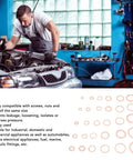 Mechanic using 568 Piece Copper Washers Set With 30 Sizes M5 To M28 For Oil Drain Plugs And Gasket Seals in garage