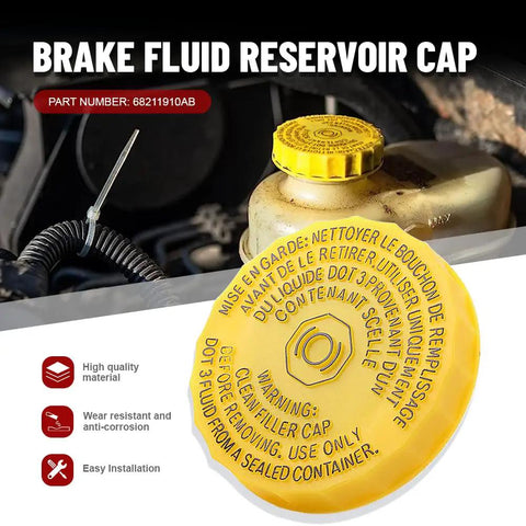 Beefed Up Master Cylinder Brake Fluid Reservoir Cap For Jeep Wrangler Compass Cherokee And Chrysler Pacifica highlighted in engine bay