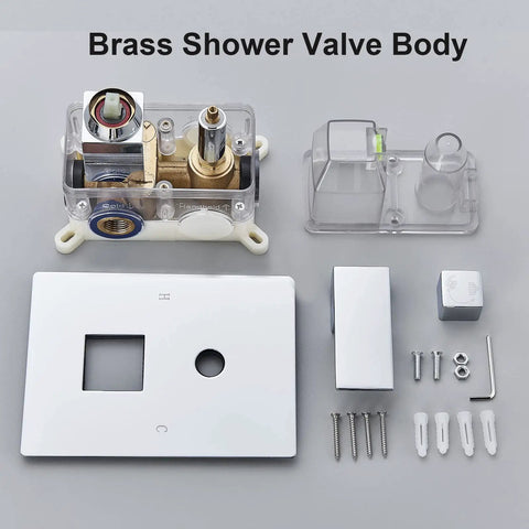 Rainfall Shower System With 10 Inch Chrome Shower Head And Handheld Sprayer Ceiling Mounted Faucet Set Solid Brass Body 304 Stainless Steel Nozzles Easy Clean Mineral Rinse Two Function Spa Style Bathroom Upgrade