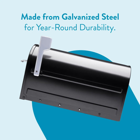 Boulder Postmount Mailbox Large Black All Weather Tough Built Outdoor Ready Rust Resistant Galvanized Steel side view