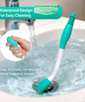 Long Reach Toilet Wiping Aid With Bottom Buddy in water, ergonomic handle, independent bathroom assist tool