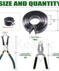 16 Piece Pro Grade Piston Ring Compressor Tool Set With Pliers, Ring Spreader, And 14 Band Ratchet, Fits 2.4 To 5.7 Inch Piston Rings