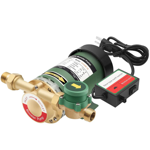 Automatic 120W Water Pressure Booster Pump With Flow Switch 115V Delivers 25 LPM At 21.7 PSI showing wiring and valve connections