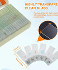 30 Pack Microscope Slides With Specimens, Glass Prepared Slides Set For Lab, Class, And Home Microscope Fun, Ultra Clear Glass With Rounded Edges For Safe Handling, Great For Teaching, Demos, And Research Projects. Box of prepared glass slides with labeled specimens and 25x75mm size.