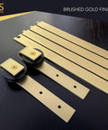 Gold Mini Barn Door Hardware Kit 6 Ft With Handles For Double Door Cabinets And Furniture 72 Inch Sliding Track System