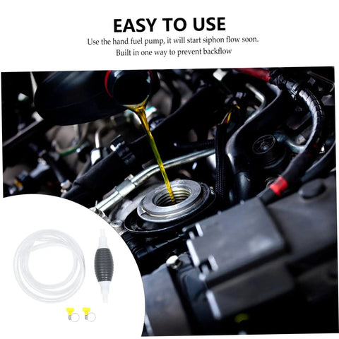 Manual Siphon Pump Kit With Hand Pump And Flexible Hose For Grab And Go Water And Liquid Transfer And Emergency Fluid Extraction In Vehicles Squeeze Activated Non Drip Tool For Fuel And Other Fluids, in car engine