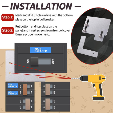 Installation steps for Generator Interlock Kit For Horizontal Main Panels Compatible With CH Series And TAN Breakers
