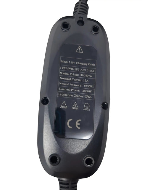 Plug Straight Into Your Driveway With This Heavy Duty Level 1 Plus 2 EV Charger Handing Out Quick 16 Amp Juice On 240 Volt Circuits And Rolling Completely No Sweat With Every J1772 Plug For Those Long Hauls. Mode 2 EV charging cable with specs.