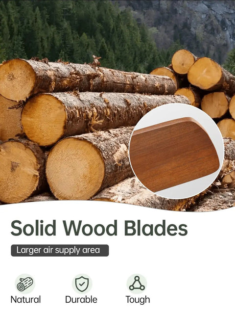 52 Inch No Light Ceiling Fan with solid wood blades, showing walnut finish details for indoor outdoor use ideal for various rooms