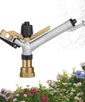 Long Range Impact Sprinkler For Lawns And Farms With 360 Degree Coverage, 1.5-Inch Inlet, Heavy-Duty Aluminum Body, Stainless Steel Springs
