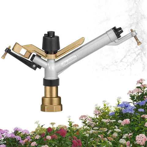 Long Range Impact Sprinkler For Lawns And Farms With 360 Degree Coverage, 1.5-Inch Inlet, Heavy-Duty Aluminum Body, Stainless Steel Springs