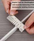 Using the Double Sided Wire Metal Sheet Thickness Gauge Tool Set for accurate welding thickness measurement.