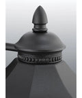 Top detail of Edition Collection 1-Light Outdoor Wall Lantern With Clear Water Glass Traditional Style Large 9 Inch Black Textured Finish