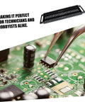 Circuit Board Storage Stand Pack Of 4 ESD Rack Anti Static Shelf PCB Holder with green circuit board and tweezers detail.