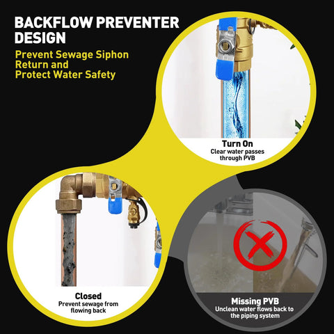 1-inch pressure vacuum breaker assembly with brass backflow preventer and metal top cover for irrigation system