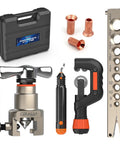All In One Eccentric Flaring Tool Kit With 45 Degree Precision And Metric Imperial Clamp For 6 To 19mm And One Quarter To Three Quarter Inch Pipes Includes Cutter Deburring Tool And Hard Case The Pro Grade Pick For HVAC Refrigeration.