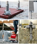 Three Eighths Inch By Three Inch Concrete Anchor Set In 304 Stainless Steel Wedge Anchors With Screws Kit Ten Pieces For Durable Marine Grade Installation And Superior Anti Rust Performance In Humid Environments, showing multiple installed applications.