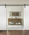 Double Sliding Barn Doors 84 By 96 With Hardware Set Top Mount 14Ft Rail Hangers Sturdy Track White Ash Panel in hallway