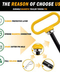 Heavy Duty Magnetic Hitch Pin One Half Inch For Lawn Mowers And Trailers One Handed No Fuss Easy Hook On Off No Rust