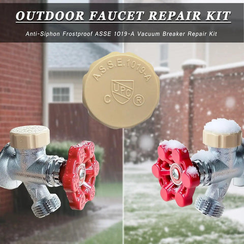 2 Pack Vacuum Breaker Replacement Kit For Outdoor Faucets And Hose Bibs Anti Siphon Frost Free Sillcock Valve Repair Kit Includes 1019 A Parts Compatible With VACVBKX1B displayed on installed outdoor faucets