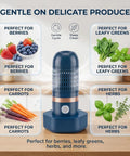 Cordless OH Ion Purifier Produce Cleaner system with images of berries, carrots, leafy greens, and herbs for gentle cleaning