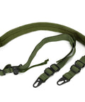 Army green Quick Adjust 2 Point Rifle Sling With HK Hook Padded Shoulder Pad Hands Free Carry For Rifle Shotgun Crossbow Easy Quick Release Buckle