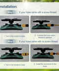 Installation steps for 360 Degree Rotating Lawn Sprinkler With 5 Arms And 20 Nozzles, No Power Needed Auto Watering System
