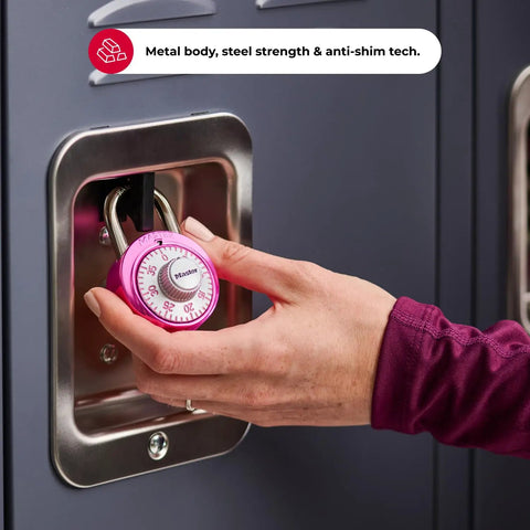 Pink Locker Lock Three Digit Combination Padlock For School And Gym Use No Hassle Keyless Security Padlock For Lockers Durable Indoor Padlock With Easy To Read Dial