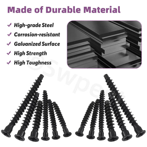 50Pcs M7 X 40mm Black Zinc Plated Confirmat Screws Set With Phillips Drive Countersunk Self-Tapping Furniture Connectors