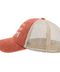 Humorous Saffron Trucker Hat For Men And Women, side view of lightweight breathable baseball cap with mesh back for outdoor fun
