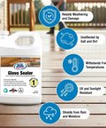 Clear Gloss Sealer For Concrete, Wood, Brick, Stone And Masonry - Wet Look Water Based Silicone Acrylic Waterproofing, 1 Gallon