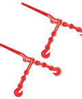 Tough As Nails Lever Load Binder For Half Inch Grade 70 Chain With 13000 Pound Working Load Limit And 52000 Break Strength Rock Solid Forged Steel Hauling Clamps Two Pack Heavy Duty Rigging Gear in red finish
