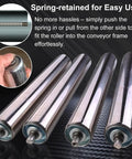 Heavy Duty Conveyor Belt Rollers 5 Pack Stainless Steel Replacement For Saw Stands, Woodworking And Material Handling Station Smooth Quiet Glide with spring-retention design for easy use.
