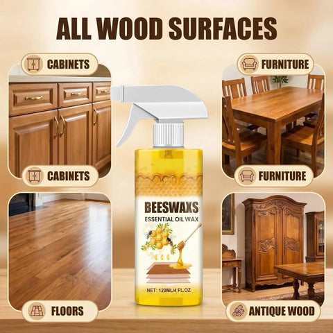 Beeswax Furniture Polish And Cleaner With Quick Fix Wood Repair Stick for all wood types like tables, cabinets, and floors, 120ml bottle