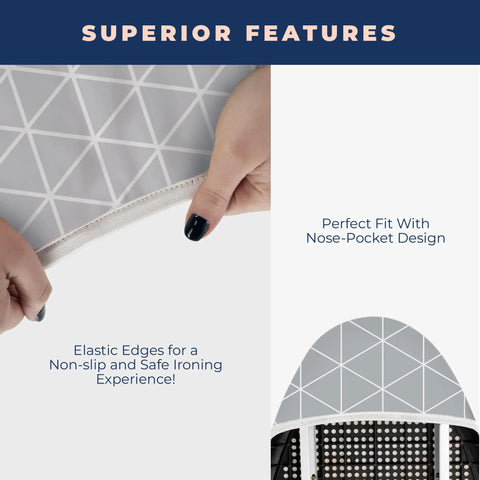 Close-up of 13 Inch By 43 Inch Ironing Board Cover And Pad Extra Thick Heavy Duty Padded Scorch And Stain Resistant with elastic edges