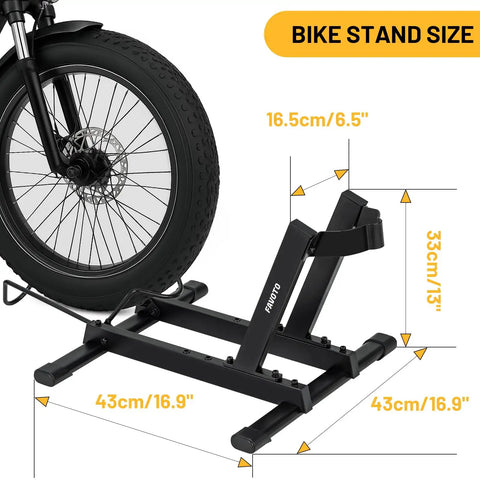 Rock Solid Indoor Bike Stand For 20 To 29 Inch E-Bikes, Road, Mountain And Fat Tire Bikes Up To 4.0 Inches, shown with tire