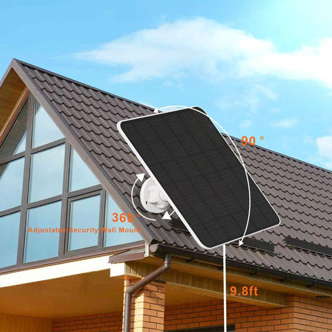 All In One Outdoor 5W Solar Panel Charger For Ring Stick Up Cam Pro Battery And Spotlight Cam Plus Wyze Battery Pro on roof