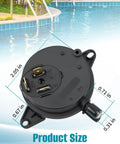 Air Flow Switch and Pressure Switch Replacement AFS for Pentair MasterTemp 125 200 300 400 Pool Heaters and Sta Rite Max E Therm Water Heaters Electrical System Compatible, showing dimensions and ports.