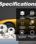 Stainless Steel GM LS Engine Sensor Adapter Kit M16x1.5 To 1/8 NPT And M12x1.5 To 1/8 NPT with copper washers, side view