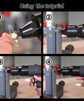 Step-by-step guide using Adjustable Speed Pneumatic Rivet Nut Gun Kit With Five Mandrels on metal sheet.