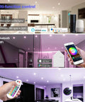 Smart home lighting control with phone app and remote, featuring 4 Inch Smart LED Recessed Downlight Kit with 9W E26 Base, Dimmable Multicolor.