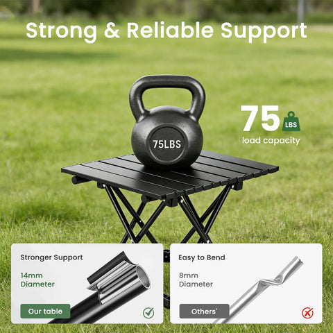 Ultralight Portable Camping Table Foldable With Carry Bag For Outdoor Travel Beach Camp Picnic BBQ Cooking Festival Boat And Home Use 2.46 Lb Lightweight Easy Carry supporting 75 lbs weight