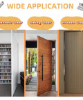 Invisible Pivot Hinge System With Door Ball Catch Hardware For Hidden Secret Doors, 360 Degree Rotating Design, Supports Up To 300 Lb Wood Doors, Rustproof Stainless Steel Construction, Silver Finish, installed on bookshelf, swing, and hidden doors, showcasing wide application.
